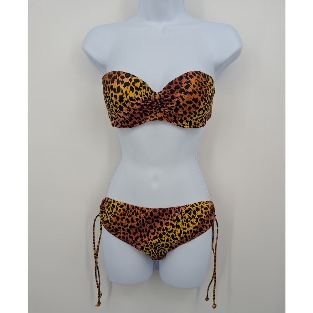 Victoria’s Secret Animal Print Bikini Set Size Large Bottoms 36B Top Swimwear